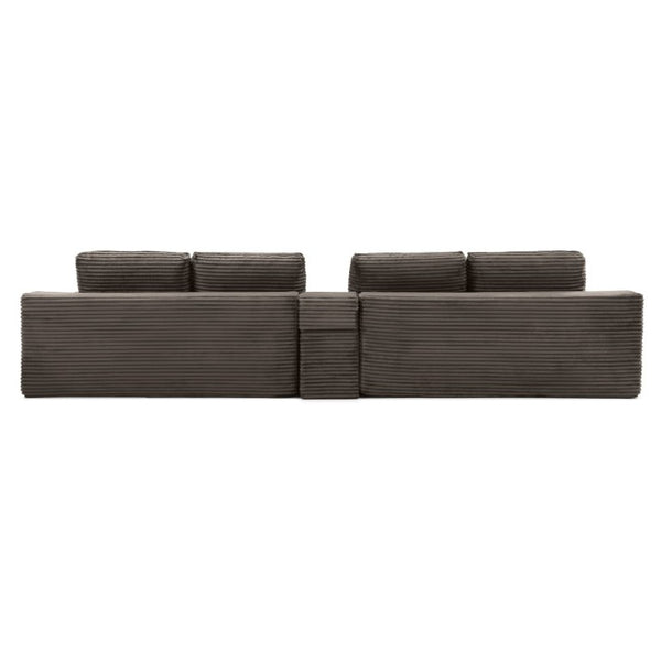 English Elm 150 Inch Modular Corduroy Sectional with Deep Cloud Seating USB Ports Living Room Camel U-Shape W1117S00477