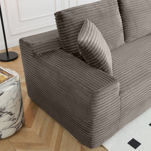 English Elm 150 Inch Modular Corduroy Sectional with Deep Cloud Seating USB Ports Living Room Camel U-Shape W1117S00477