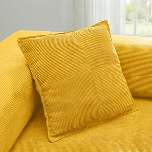 English Elm 108'' Modular Cloud Sectional Corduroy Couch with Fold-out Bed and Removable Backrest Yellow W1117S00485