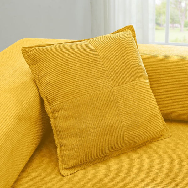 English Elm 108'' Modular Cloud Sectional Corduroy Couch with Fold-out Bed and Removable Backrest Yellow W1117S00485