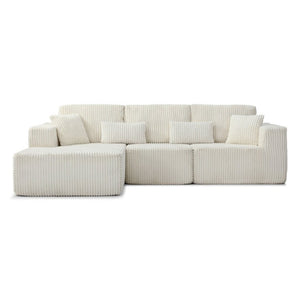 English Elm 109 Inch Modular Cloud Sectional Sofa Deep Seat Corduroy Upholstered Living Room Lounge Left Chaise W1117S00487
