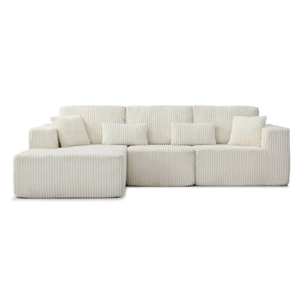 English Elm 109 Inch Modular Cloud Sectional Sofa Deep Seat Corduroy Upholstered Living Room Lounge Left Chaise W1117S00487