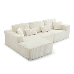 English Elm 109 Inch Modular Cloud Sectional Sofa Deep Seat Corduroy Upholstered Living Room Lounge Left Chaise W1117S00487