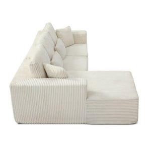 English Elm 109 Inch Modular Cloud Sectional Sofa Deep Seat Corduroy Upholstered Living Room Lounge Left Chaise W1117S00487