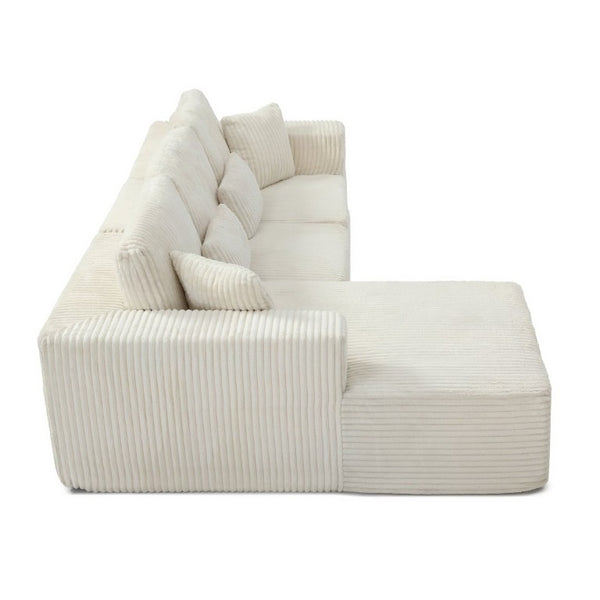 English Elm 109 Inch Modular Cloud Sectional Sofa Deep Seat Corduroy Upholstered Living Room Lounge Left Chaise W1117S00487
