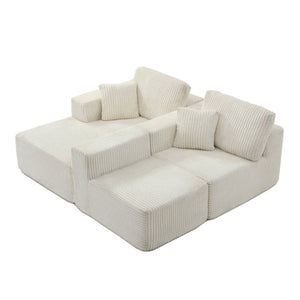 English Elm 109 Inch Modular Cloud Sectional Sofa Deep Seat Corduroy Upholstered Living Room Lounge Left Chaise W1117S00487