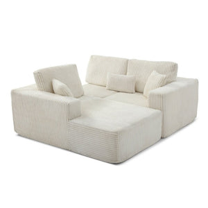 English Elm 109 Inch Modular Cloud Sectional Sofa Deep Seat Corduroy Upholstered Living Room Lounge Left Chaise W1117S00487