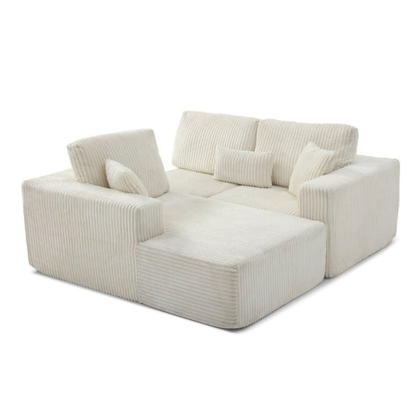 English Elm 109 Inch Modular Cloud Sectional Sofa Deep Seat Corduroy Upholstered Living Room Lounge Left Chaise W1117S00487