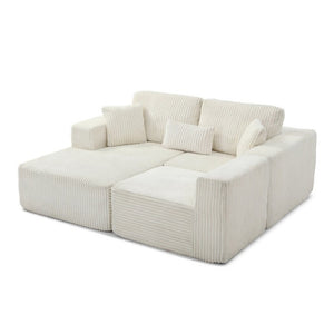 English Elm 109 Inch Modular Cloud Sectional Sofa Deep Seat Corduroy Upholstered Living Room Lounge Left Chaise W1117S00487