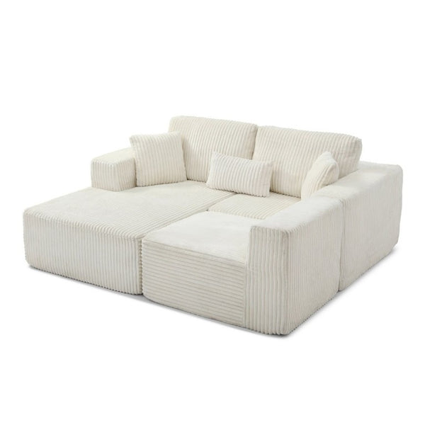 English Elm 109 Inch Modular Cloud Sectional Sofa Deep Seat Corduroy Upholstered Living Room Lounge Left Chaise W1117S00487