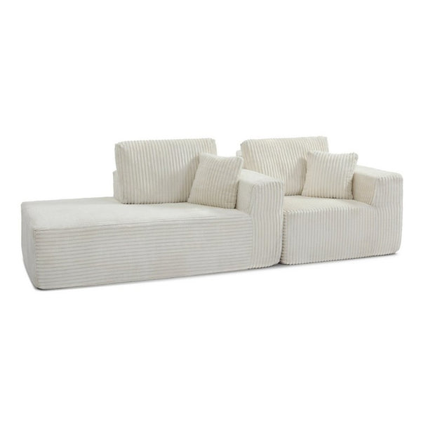 English Elm 109 Inch Modular Cloud Sectional Sofa Deep Seat Corduroy Upholstered Living Room Lounge Left Chaise W1117S00487