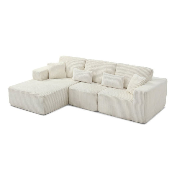 English Elm 109 Inch Modular Cloud Sectional Sofa Deep Seat Corduroy Upholstered Living Room Lounge Left Chaise W1117S00487