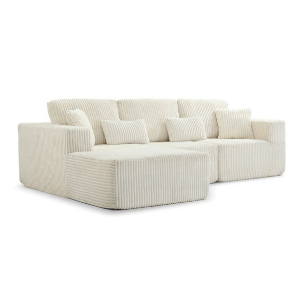 English Elm 109 Inch Modular Cloud Sectional Sofa Deep Seat Corduroy Upholstered Living Room Lounge Left Chaise W1117S00487