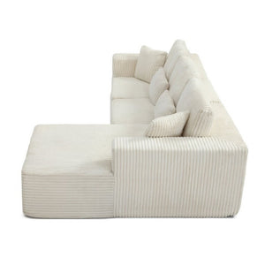 English Elm 109 Inch Modular Cloud Sectional Sofa Deep Seat Corduroy Upholstered Living Room Lounge Right Chaise W1117S00489