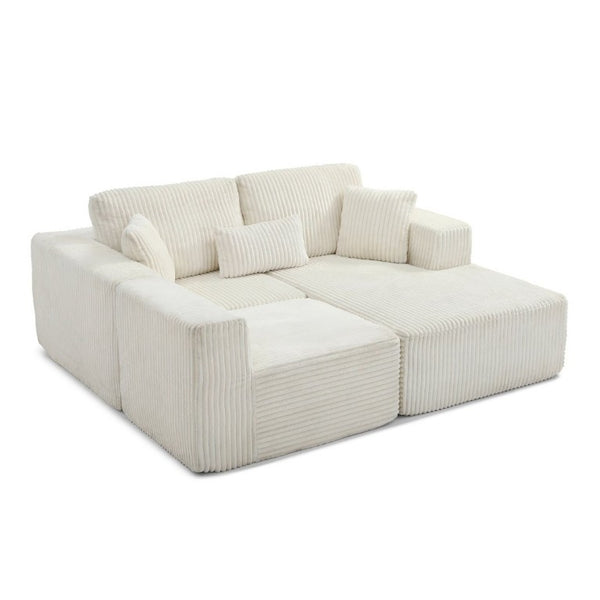 English Elm 109 Inch Modular Cloud Sectional Sofa Deep Seat Corduroy Upholstered Living Room Lounge Right Chaise W1117S00489