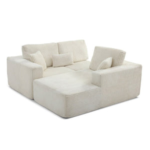 English Elm 109 Inch Modular Cloud Sectional Sofa Deep Seat Corduroy Upholstered Living Room Lounge Right Chaise W1117S00489
