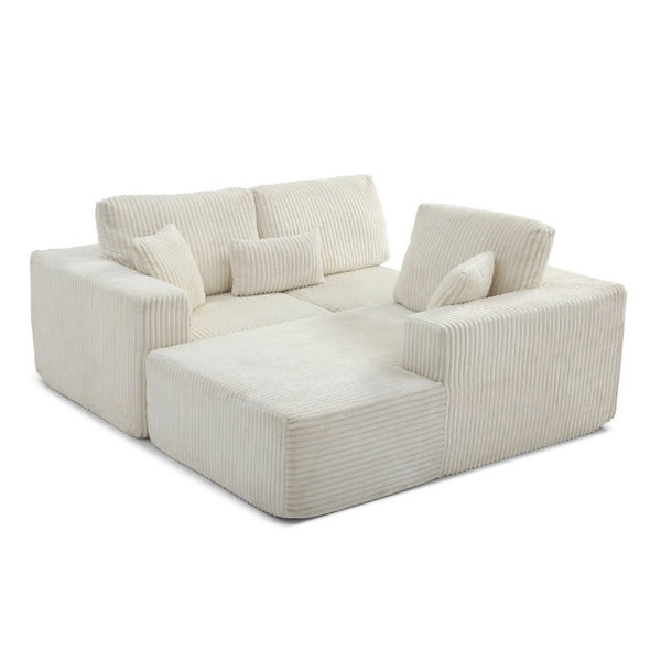 English Elm 109 Inch Modular Cloud Sectional Sofa Deep Seat Corduroy Upholstered Living Room Lounge Right Chaise W1117S00489