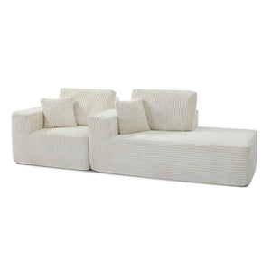 English Elm 109 Inch Modular Cloud Sectional Sofa Deep Seat Corduroy Upholstered Living Room Lounge Right Chaise W1117S00489