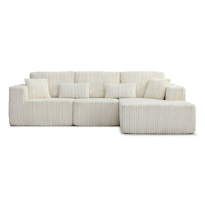 English Elm 109 Inch Modular Cloud Sectional Sofa Deep Seat Corduroy Upholstered Living Room Lounge Right Chaise W1117S00489