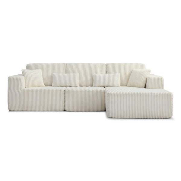 English Elm 109 Inch Modular Cloud Sectional Sofa Deep Seat Corduroy Upholstered Living Room Lounge Right Chaise W1117S00489