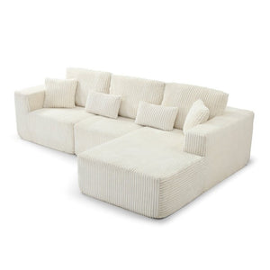 English Elm 109 Inch Modular Cloud Sectional Sofa Deep Seat Corduroy Upholstered Living Room Lounge Right Chaise W1117S00489