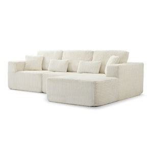 English Elm 109 Inch Modular Cloud Sectional Sofa Deep Seat Corduroy Upholstered Living Room Lounge Right Chaise W1117S00489