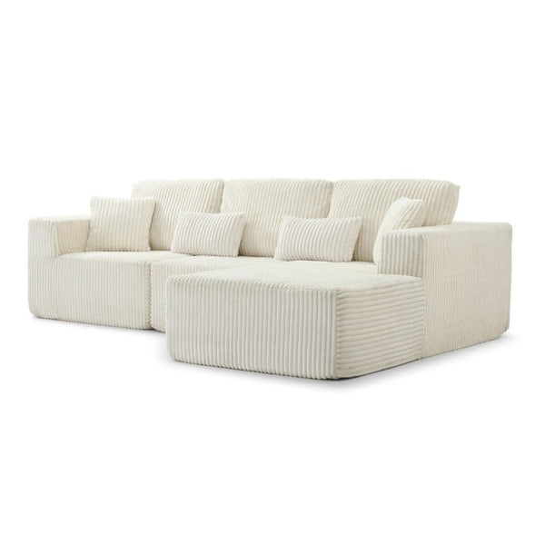 English Elm 109 Inch Modular Cloud Sectional Sofa Deep Seat Corduroy Upholstered Living Room Lounge Right Chaise W1117S00489