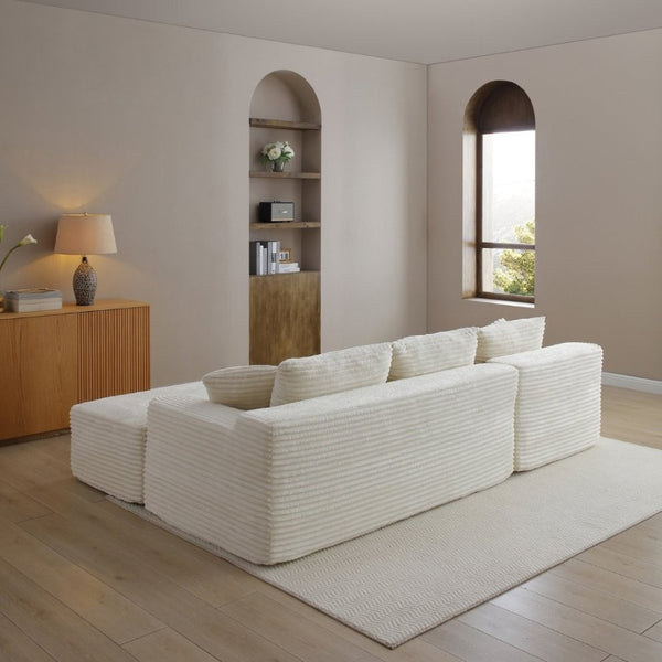 English Elm 105 Inch Modular Corduroy Sectional with Deep Cloud Cushions for Modern Living Rooms W1117S00494