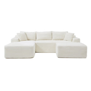 English Elm 105 Inch Modular Corduroy Sectional with Deep Cloud Cushions for Modern Living Rooms W1117S00494