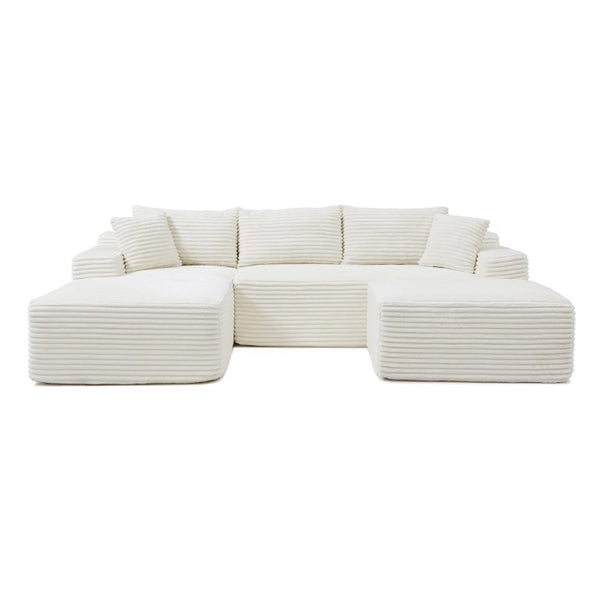 English Elm 105 Inch Modular Corduroy Sectional with Deep Cloud Cushions for Modern Living Rooms W1117S00494