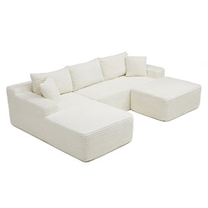 English Elm 105 Inch Modular Corduroy Sectional with Deep Cloud Cushions for Modern Living Rooms W1117S00494