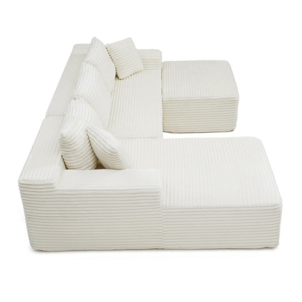 English Elm 105 Inch Modular Corduroy Sectional with Deep Cloud Cushions for Modern Living Rooms W1117S00494