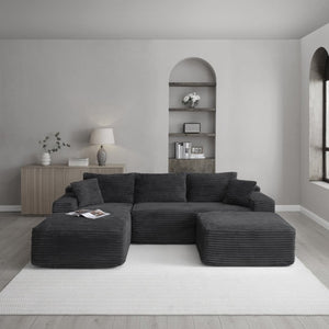 English Elm 105 Inch Modular L-Shape Sectional in Corduroy Deep Seat Cloud Sofa for Living Room W1117S00495