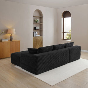English Elm 105 Inch Modular L-Shape Sectional in Corduroy Deep Seat Cloud Sofa for Living Room W1117S00495