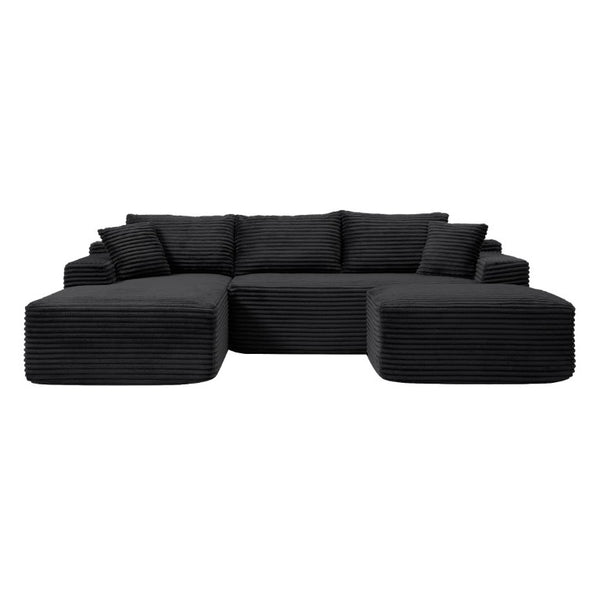 English Elm 105 Inch Modular L-Shape Sectional in Corduroy Deep Seat Cloud Sofa for Living Room W1117S00495