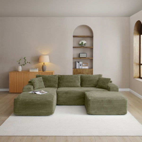 English Elm 105 Inch Modular Cloud Sectional Corduroy Sofa Deep Seat L Shape Living Room Couch W1117S00496