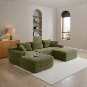 English Elm 105 Inch Modular Cloud Sectional Corduroy Sofa Deep Seat L Shape Living Room Couch W1117S00496