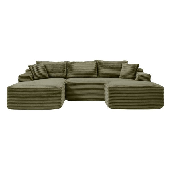 English Elm 105 Inch Modular Cloud Sectional Corduroy Sofa Deep Seat L Shape Living Room Couch W1117S00496