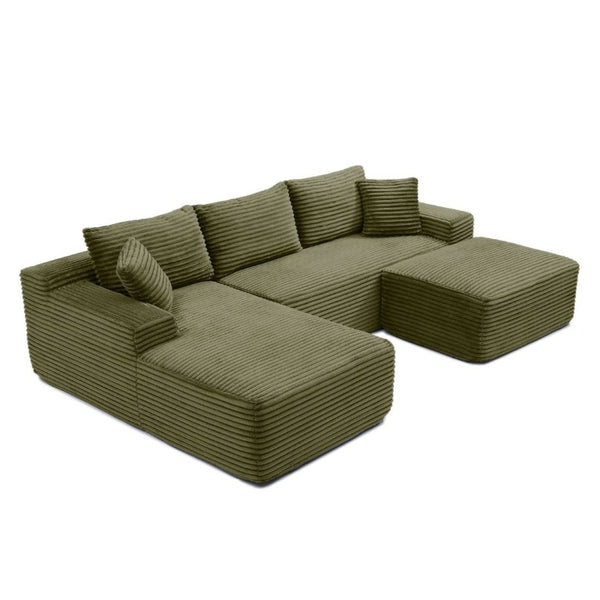 English Elm 105 Inch Modular Cloud Sectional Corduroy Sofa Deep Seat L Shape Living Room Couch W1117S00496