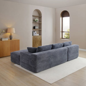 English Elm 105 Inch Modular Cloud Sectional with Deep Corduroy Cushions for Relaxed Living Spaces W1117S00497