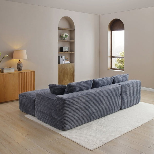 English Elm 105 Inch Modular Cloud Sectional with Deep Corduroy Cushions for Relaxed Living Spaces W1117S00497