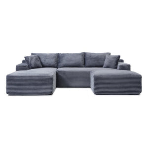 English Elm 105 Inch Modular Cloud Sectional with Deep Corduroy Cushions for Relaxed Living Spaces W1117S00497