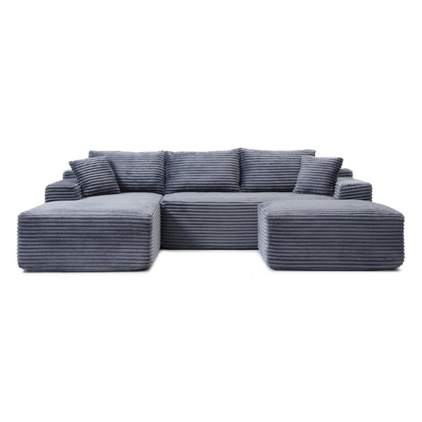 English Elm 105 Inch Modular Cloud Sectional with Deep Corduroy Cushions for Relaxed Living Spaces W1117S00497
