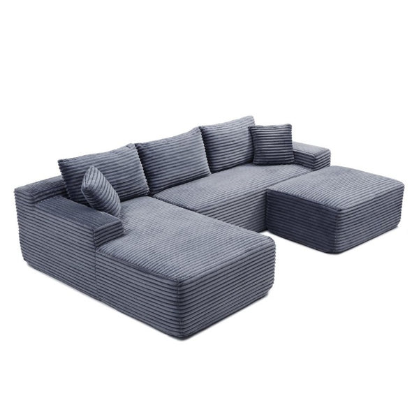 English Elm 105 Inch Modular Cloud Sectional with Deep Corduroy Cushions for Relaxed Living Spaces W1117S00497