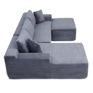 English Elm 105 Inch Modular Cloud Sectional with Deep Corduroy Cushions for Relaxed Living Spaces W1117S00497
