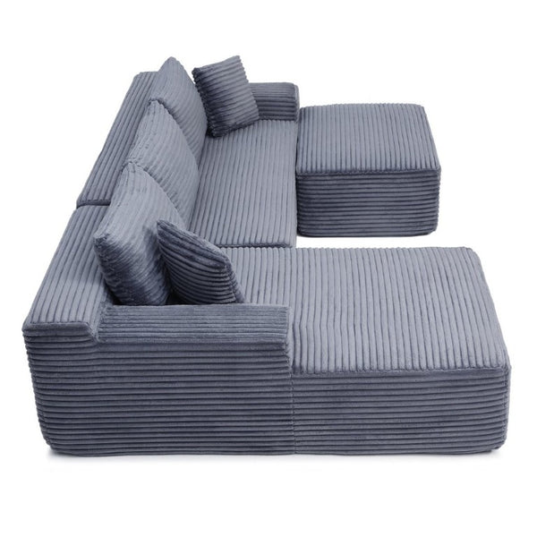 English Elm 105 Inch Modular Cloud Sectional with Deep Corduroy Cushions for Relaxed Living Spaces W1117S00497