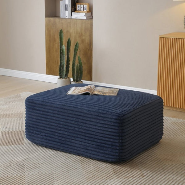 English Elm 105 Inch Three Piece Corduroy Sectional with Deep Cushions for Relaxed Living Spaces Blue - A W1117S00498