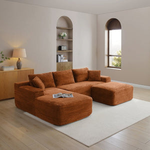 English Elm 105 Inch Oversized Corduroy Modular Sectional with Deep Cushions for Lounge Living W1117S00499