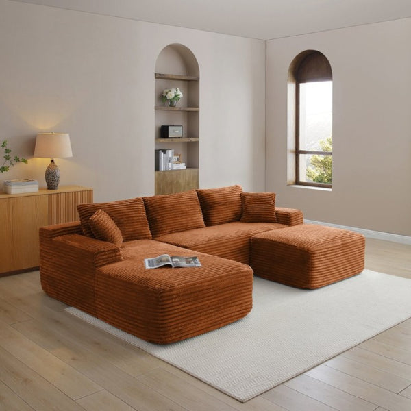 English Elm 105 Inch Oversized Corduroy Modular Sectional with Deep Cushions for Lounge Living W1117S00499