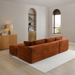 English Elm 105 Inch Oversized Corduroy Modular Sectional with Deep Cushions for Lounge Living W1117S00499